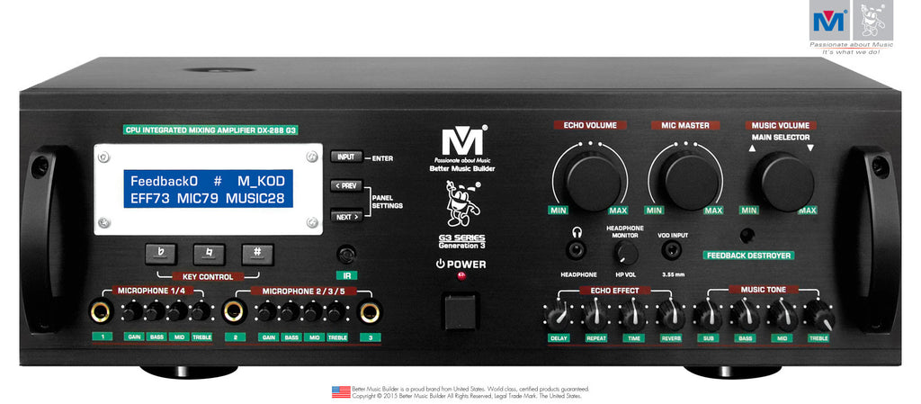 Better Music Builder DX-288 G3 900Watts CPU Integrated Mixing Amplifier - Seattle Karaoke - Better Music Builder - Mixing Amplifier - 1