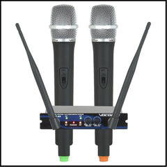 VocoPro: UHF-28<br>Wireless UHF Dual Microphone System ... 2 AA batteries requirred